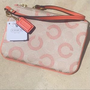 Coach Khaki and Tea Rose Wristlet NWT